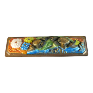 Early 20th Century Chinese Cloisonne on Brass Crabs/Flowers Rectangular Scholar's Scroll Weight