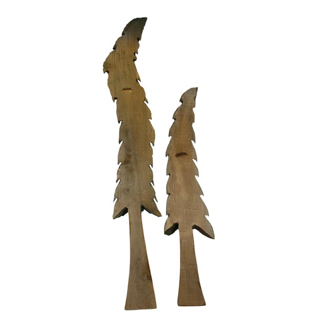 Cabin Handmade 48" & 36" Christmas Trees - A Pair For Sale - Image 3 of 5
