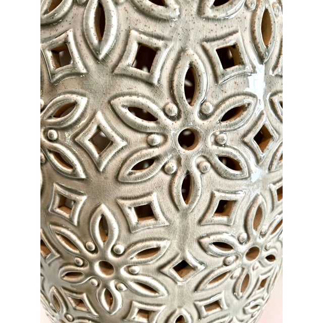 Orange Top Ceramic Detailed Garden Stool or Side Table For Sale - Image 9 of 13