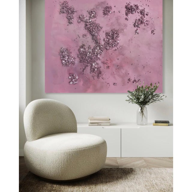 Contemporary Dimensional Textured Abstract Painting in Dusty Rose by Covet Studio For Sale - Image 3 of 15