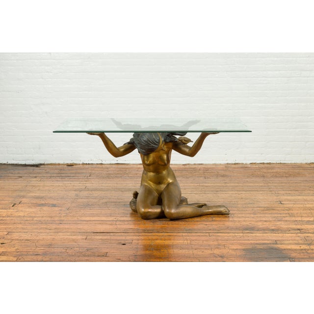 Contemporary Classical Contemporary Bronze Table Base with Nude Woman Coffee Table Base For Sale - Image 3 of 12
