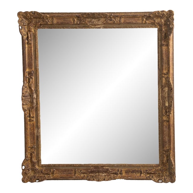 19th Century French Louis XV Giltwood Carved Wall Mirror For Sale