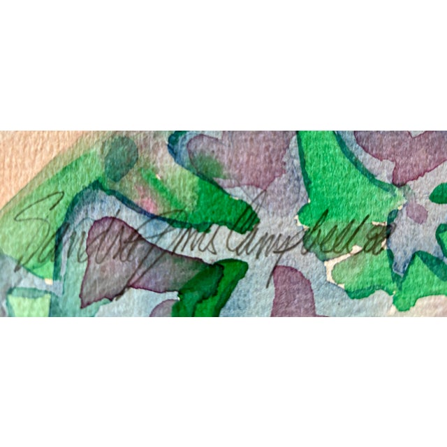 Red 1980s Sandra Jones Campbell Watercolor Painting For Sale - Image 8 of 8