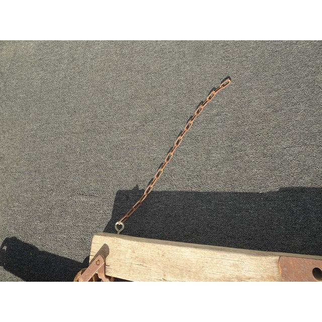 Antique Hand Forged Ox Yoke Primitive Western Farm Tool W Iron Rings Room Decor For Sale - Image 13 of 18