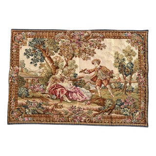 Mid-Century Modern French Aubusson Style Jacquard Halluin Tapestry, 1960s For Sale