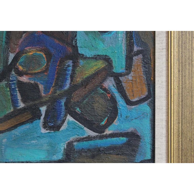 Pierre-Yves Beltran, Abstract Composition, 1980s, Oil Painting on Board, Framed For Sale - Image 10 of 15