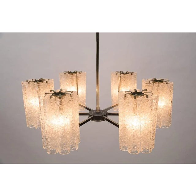 1970s Chandelier with Chrome & Crystal Glass Tubes from Doria, 1970s For Sale - Image 5 of 13
