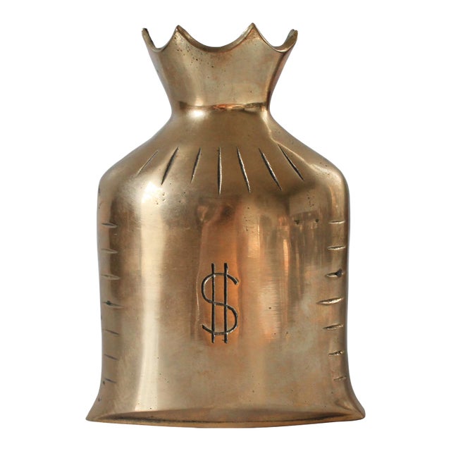 Vintage Brass Money Bag Bank For Sale