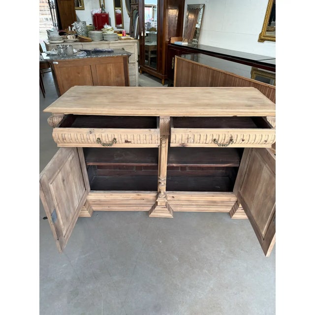 19th Century French Country Solid Walnut Bleached Sideboard / Buffet. For Sale - Image 11 of 14