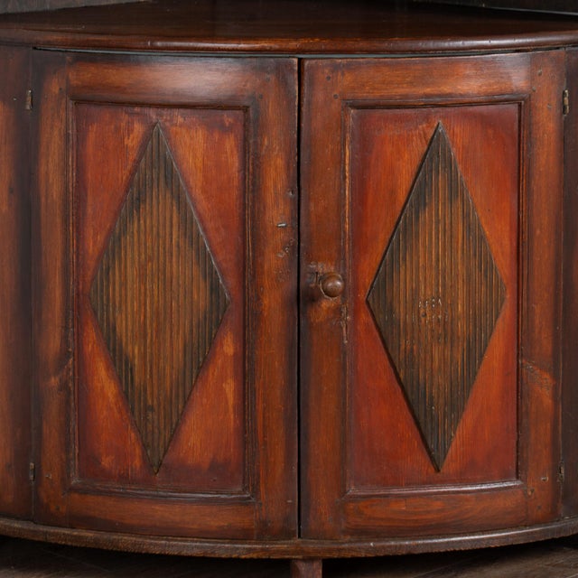 19th Century Swedish Gustavian Bowfront Painted Corner Cabinet For Sale - Image 9 of 11