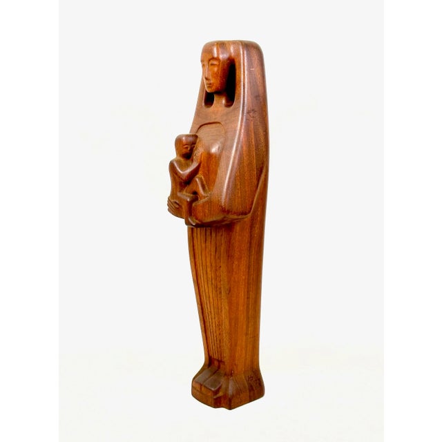 1970s HP, Mid-Century Madonna with Child, 1973, Teak For Sale - Image 5 of 12