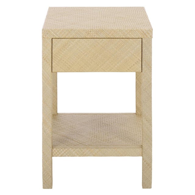 Tan Apis Raffia 1 Drawer 1 Shelf Accent Table in Natural For Sale - Image 8 of 9