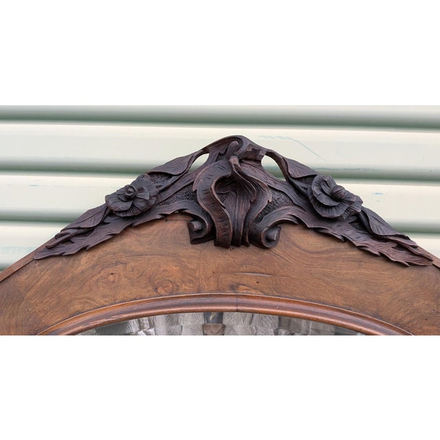 Rococo Antique Rococo Revival Crested Carved Oak Wall Mirrior For Sale - Image 3 of 8