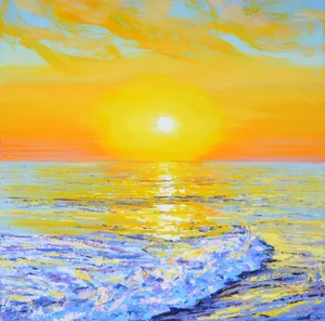 Sunset. Ocean 2.Original Modern Hand Painting