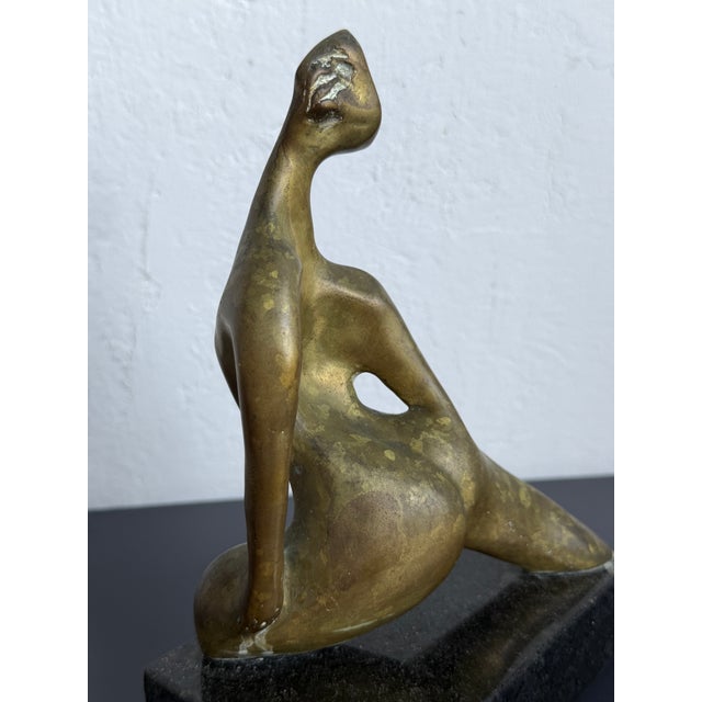 Mid-Century Brazilian Modern Bronze Female Sculpture on Granite Base, 1960s For Sale - Image 13 of 14