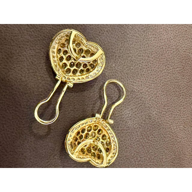 Gemstone 12 Ct Natural Ceylon Yellow Sapphire & 2 Ct Diamond Stud Heart Earrings 18 KYG For Sale - Image 7 of 18