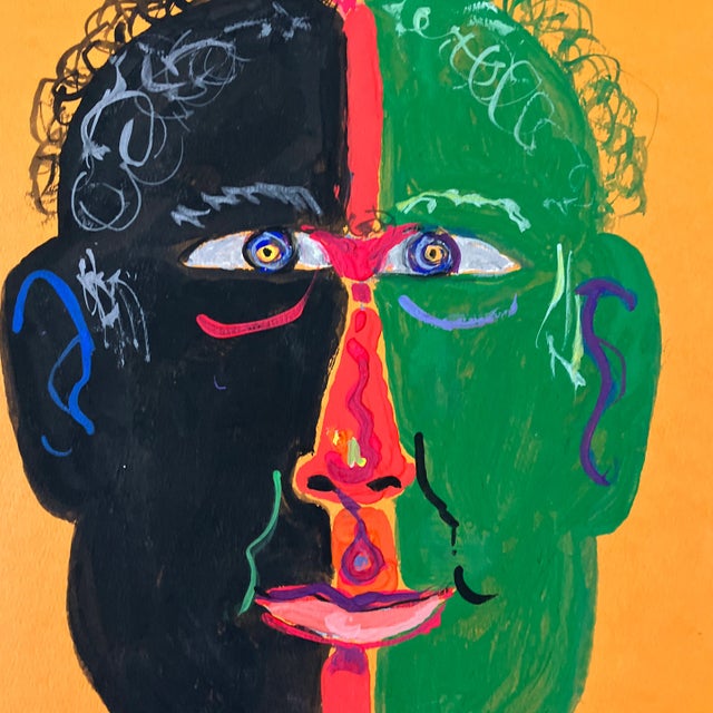 Contemporary Contemporary Original E.J.Hartmann Abstract Portrait Painting Signed For Sale - Image 3 of 5