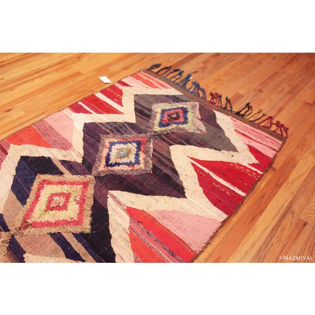 Moroccan Nazmiyal Collection Vintage Moroccan Boucherouite Geometric Rug For Sale - Image 3 of 8