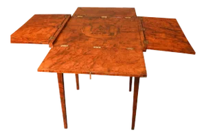 Continental Neoclassical Folding Table in Amboyna Burl