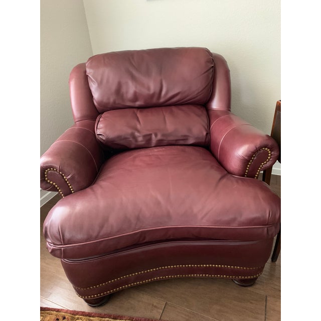 Hancock and Moore “Austin” Leather Chair and Ottoman Chairish
