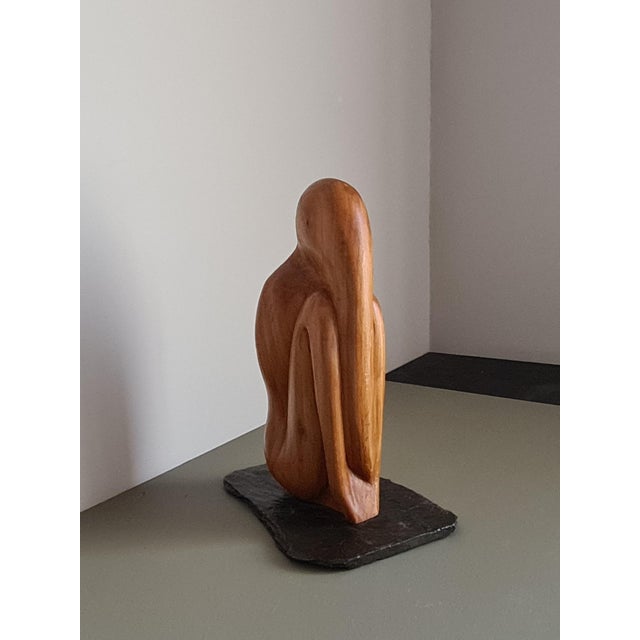 Stunning vintage wooden sculpture, abstract art from the 1950s, signed by the artist This magnificent handcrafted...