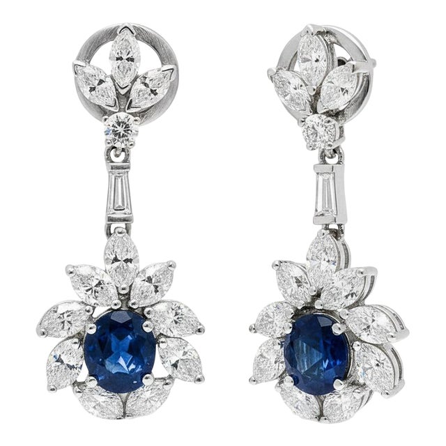 No Heat Sapphire Earrings, A Pair For Sale