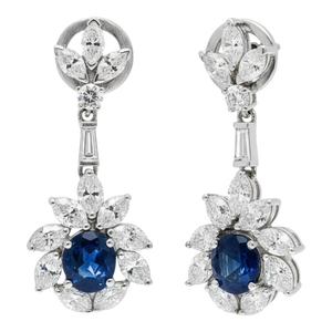 No Heat Sapphire Earrings, A Pair
