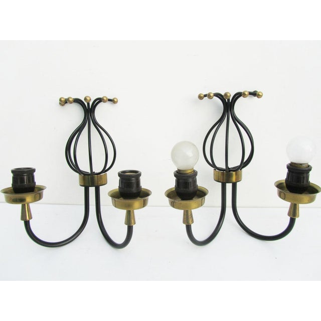 Arredoluce Wall Light Sconces attributed to Angelo Lelii for Arredoluce, Italy, 1950s, Set of 2 For Sale - Image 4 of 12