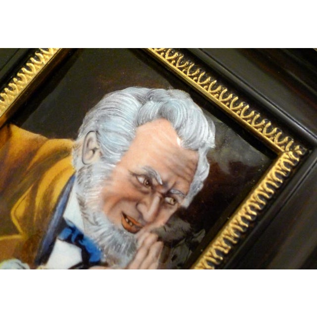 Metal Small Male Portrait Painting, in Limoges Enamel Painted on Copper by Carmona, Mid-20th Century For Sale - Image 7 of 12