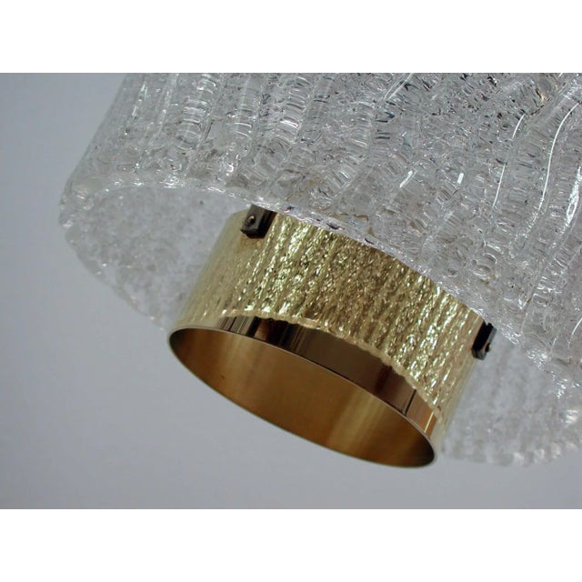 Metal Mid-Century Ice Glass & Brass Pendant by JT Kalmar For Sale - Image 7 of 11