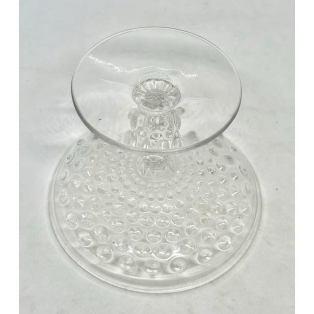 Glass 1930’s Duncan & Miller Clear Pressed Glass Pedestal 3 3/4” Compote Bowl Hobnail Thousand Eye Pattern For Sale - Image 7 of 12