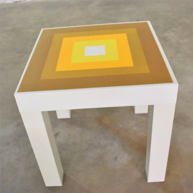 MCM Trio of Mod Pop Art Side Tables Plastic Square Parsons Style After Kartell or Syroco For Sale - Image 9 of 13