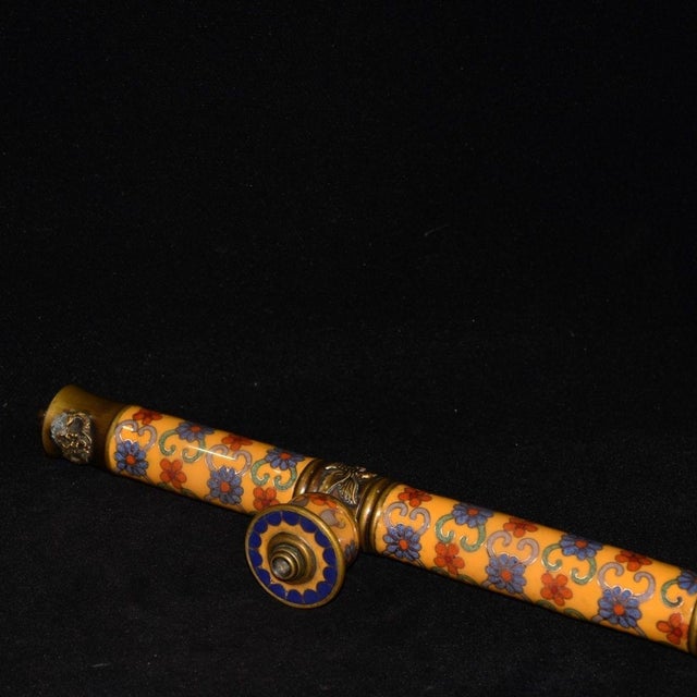 Vintage Cloisonné Enamel and Brass Opium Pipe With Floral Motif For Sale In Los Angeles - Image 6 of 9
