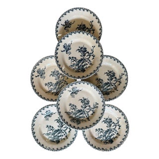 Mid 19th Century French Transferware Plates - Set of 7 For Sale