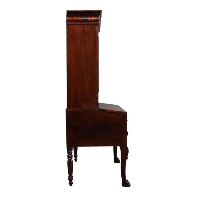 American Empire Classical Flame Mahogany Clawfoot Secretary Desk C1840 For Sale - Image 15 of 15