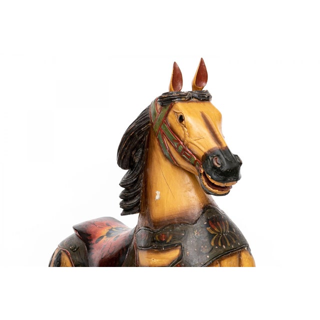Vintage Painted Carousel Horse on Metal Support Stand For Sale - Image 4 of 13