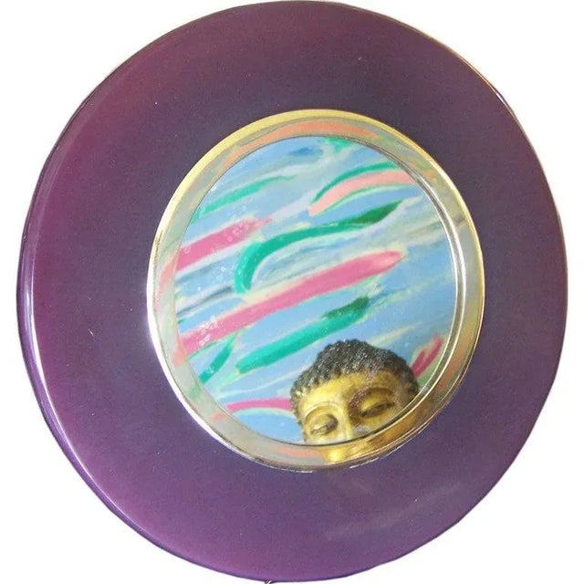 1940s Art Deco Period Eggplant Colored Bakelite Vanity Mirror For Sale - Image 5 of 5