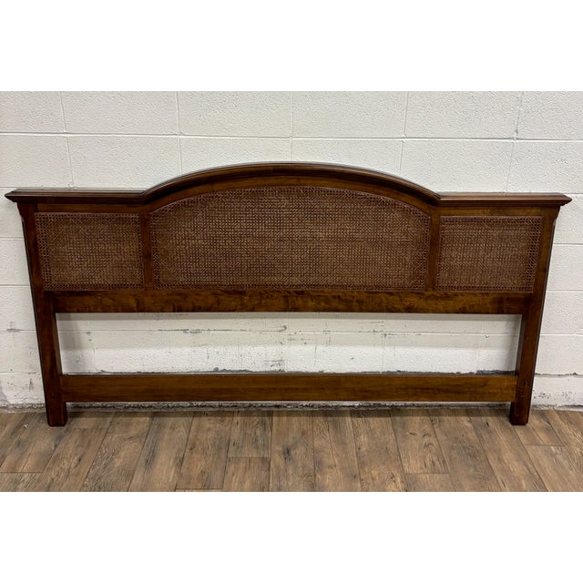 Traditional Vintage Ethan Allen Classic Manor King Size Maple and Cane Headboard 15-5655 For Sale - Image 3 of 12