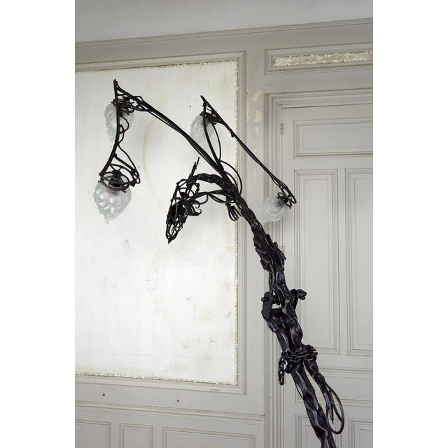 Vintage French Brutalist Sculptural Dragon Lamp in Wrought Iron, 1970s For Sale - Image 15 of 18