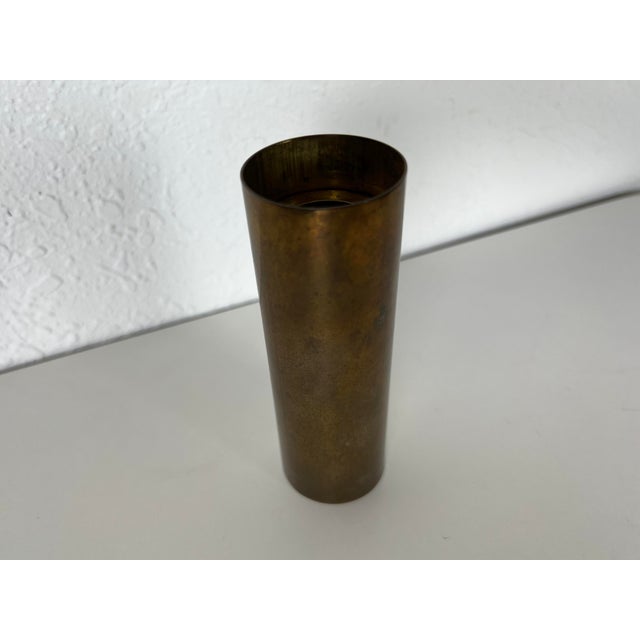 1960s Vintage Brass Cylinder Candleholder For Sale - Image 5 of 12