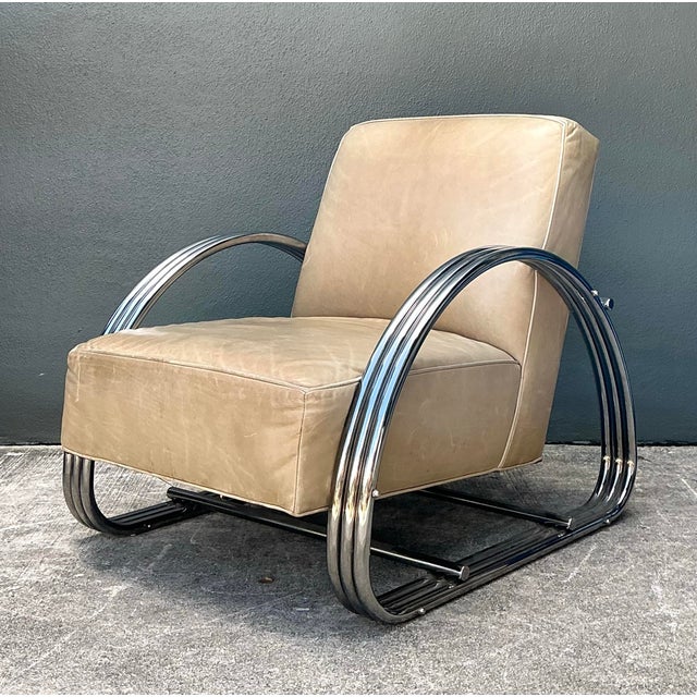 Late 20th Century Vintage Ralph Lauren Hudson Street Leather Lounge Chair For Sale - Image 5 of 12