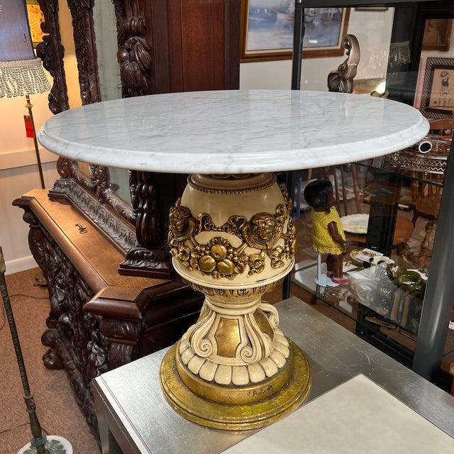 Set of 2 1966 Fuggiti Studios Cherub Hollywood Regency Marble Stands For Sale - Image 12 of 12