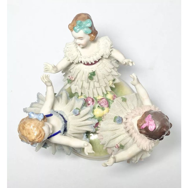 1930s Müller Volkstedt Dresden “Ring Around the Rosie” Porcelain Figurine For Sale - Image 9 of 12