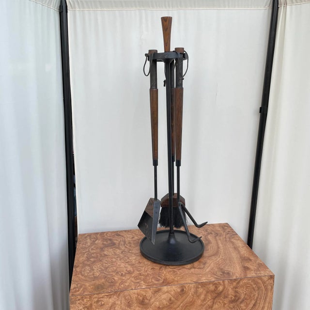 Mid-Century Modern Mid Century Modern Rustic Western Fireplace Tool Set- 4 Pieces For Sale - Image 3 of 11
