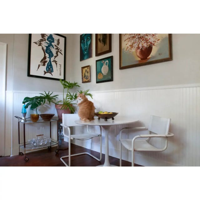 Marcel Breuer 1980s Italian White Leather Cantilever Chairs Set of 2 Attributed to Mart Stam and Marcel Breuer For Sale - Image 4 of 11