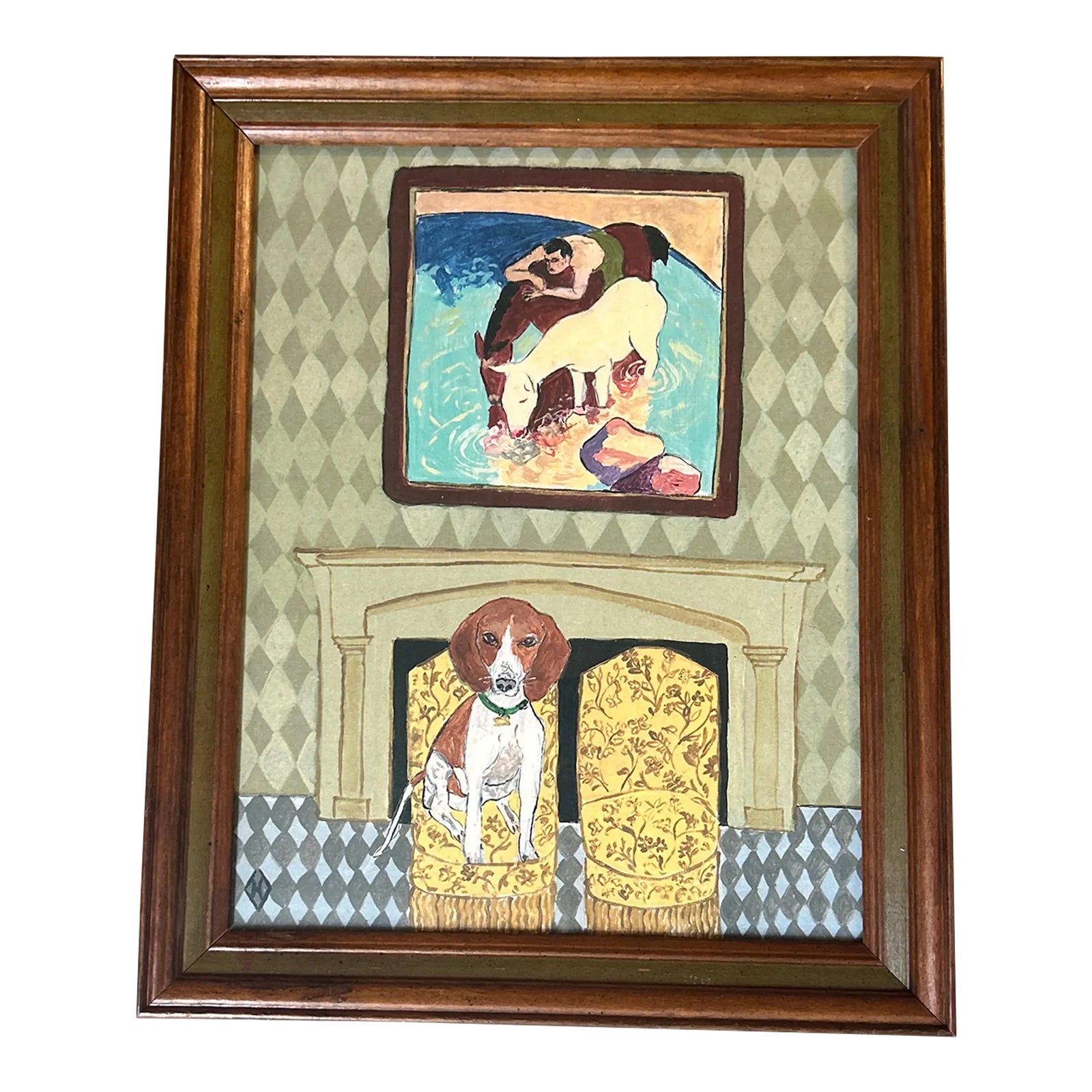 Contemporary Original Judy Henn Horse and Hound Print | Chairish