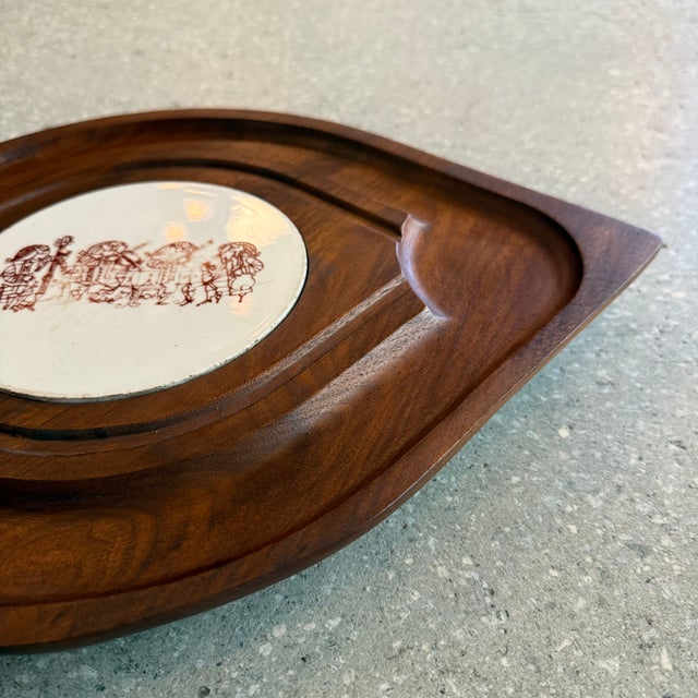 Brown 1960s Scandinavian Modern Teak Serving Platter by Bjorn Wiinblad for Nymolle For Sale - Image 8 of 8
