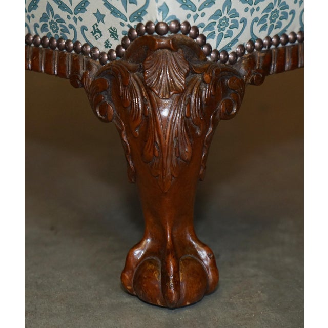 Claw & Ball Feet Armchair with Ticking Fabric For Sale - Image 16 of 18