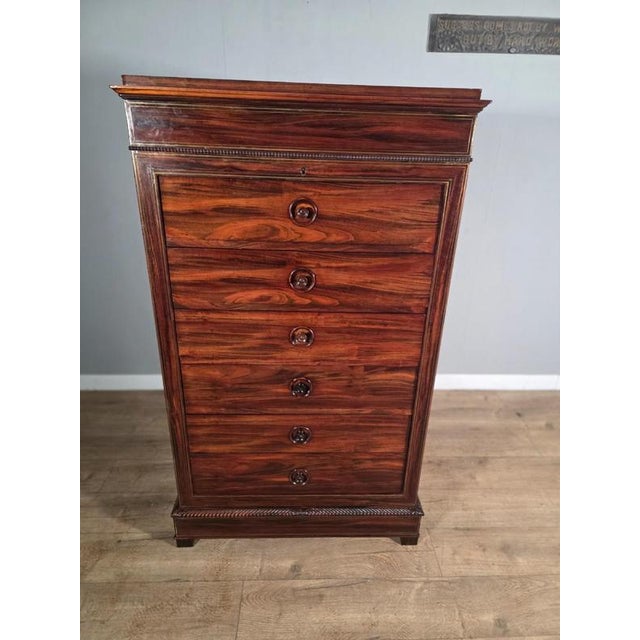Antique French Rosewood and Brass Inlaid Chest, 1880s For Sale - Image 3 of 9