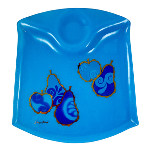 Mid-Century Briard Peacock Blue Pageant Glass Serving Tray, 1964